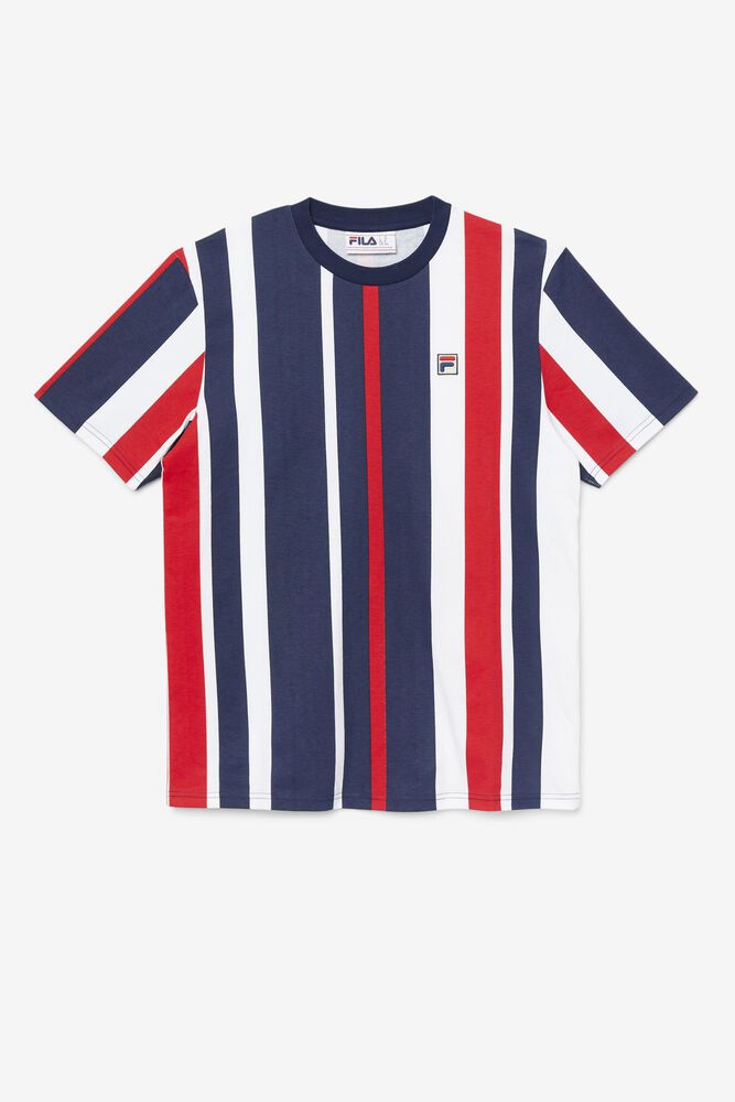 Fila Tričko Panske Gach Striped Námornícka Modrá - FEVPY2736